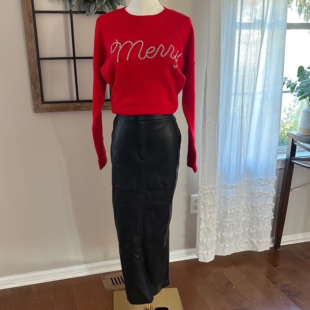 NWT Express Black Faux Leather Maxi Skirt